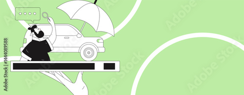 Buy insurance for car flat character vector concept operation illustration
