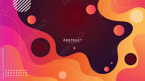 Color gradient background, wave line pattern, vector abstract trendy geometric graphic design. Simple minimal waves and lines yellow orange and purple color gradient pattern background