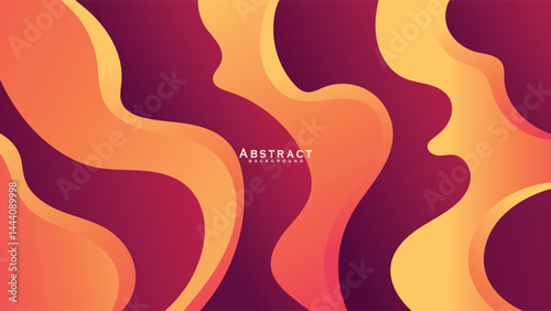 Color gradient background, wave line pattern, vector abstract trendy geometric graphic design. Simple minimal waves and lines yellow orange and purple color gradient pattern background