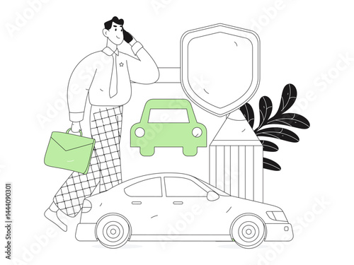Buy insurance for car flat character vector concept operation illustration
