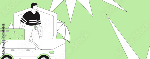 Buy insurance for car flat character vector concept operation illustration
