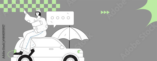 Buy insurance for car flat character vector concept operation illustration
