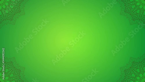bright green gradient background animation with decorative mandala ornaments