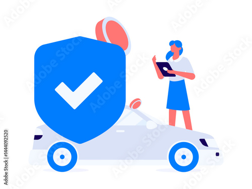 Buy insurance for car flat character vector concept operation illustration
