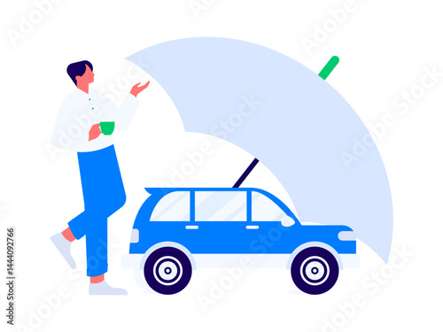 Buy insurance for car flat character vector concept operation illustration

