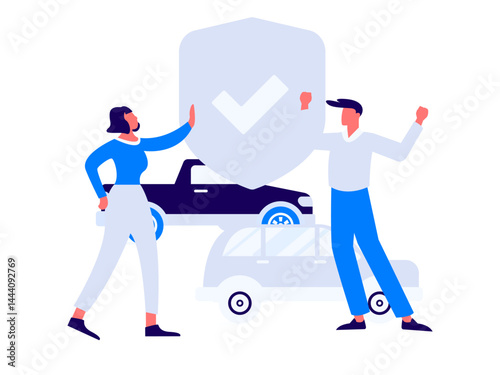Buy insurance for car flat character vector concept operation illustration
