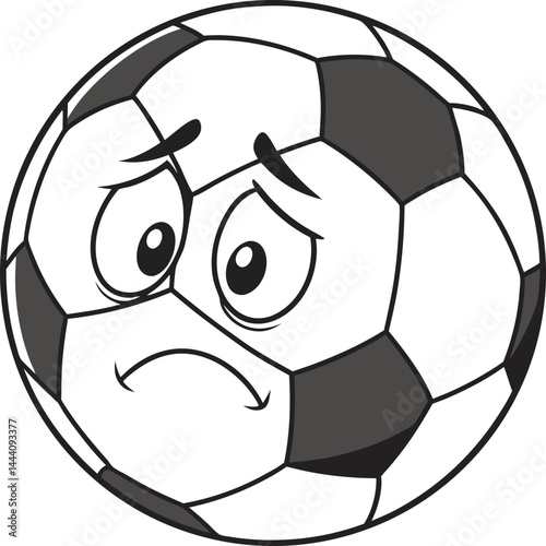 Soccer Ball Cartoon Illustration With Sad Face