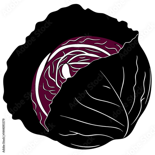 Red Cabbage Beneficial Vegetables Icon Vector Illustration on Transparent Background PNG Image