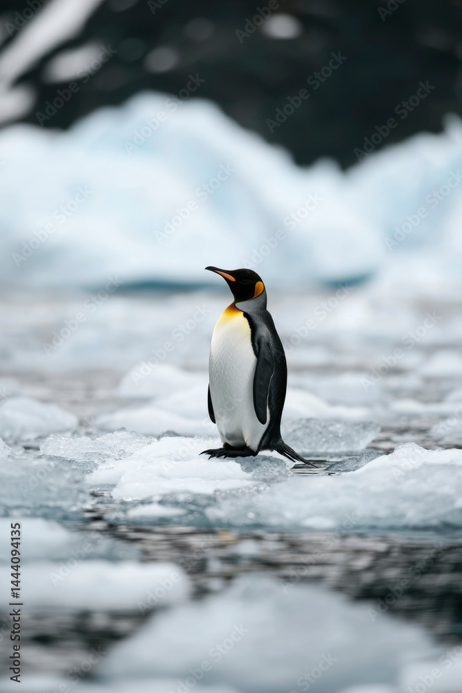 Naklejka premium Penguin on ice floe