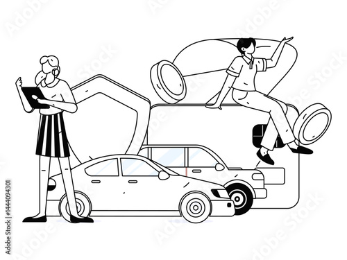Buy insurance for car flat character vector concept operation illustration
