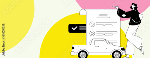Buy insurance for car flat character vector concept operation illustration
