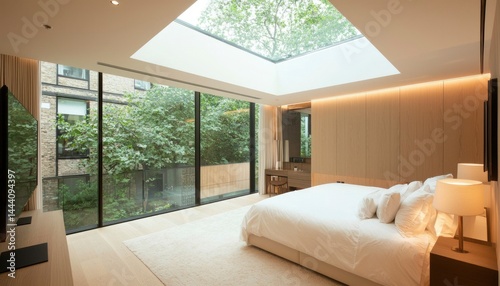 Modern bedroom with skylight