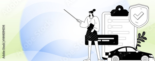 Buy insurance for car flat character vector concept operation illustration
