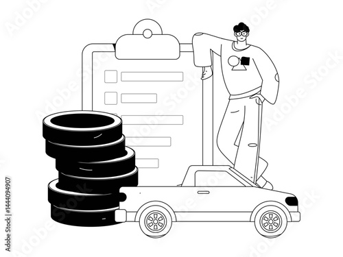 Buy insurance for car flat character vector concept operation illustration
