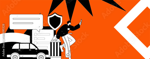 Buy insurance for car flat character vector concept operation illustration
