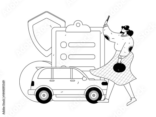 Buy insurance for car flat character vector concept operation illustration
