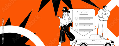 Buy insurance for car flat character vector concept operation illustration
