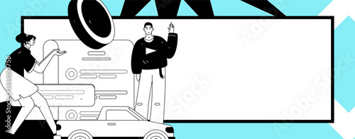 Buy insurance for car flat character vector concept operation illustration
