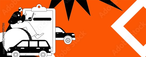 Buy insurance for car flat character vector concept operation illustration
