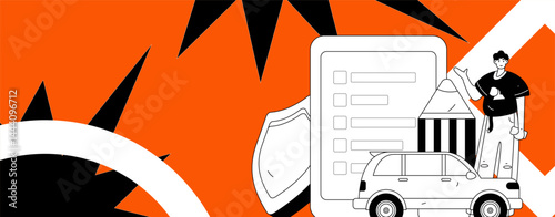 Buy insurance for car flat character vector concept operation illustration
