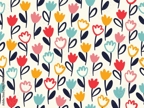 seamless pattern with tulip flower.