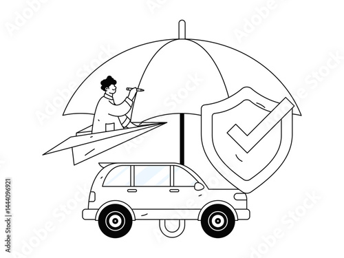 Buy insurance for car flat character vector concept operation illustration

