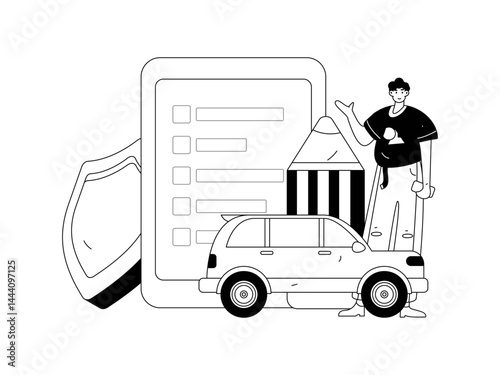Buy insurance for car flat character vector concept operation illustration
