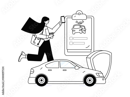 Buy insurance for car flat character vector concept operation illustration
