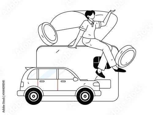 Buy insurance for car flat character vector concept operation illustration
