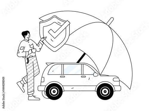 Buy insurance for car flat character vector concept operation illustration
