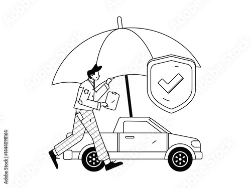Buy insurance for car flat character vector concept operation illustration
