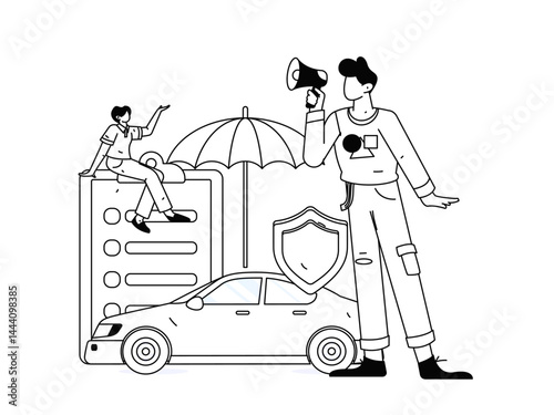 Buy insurance for car flat character vector concept operation illustration
