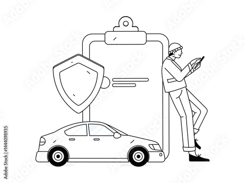 Buy insurance for car flat character vector concept operation illustration
