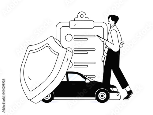 Buy insurance for car flat character vector concept operation illustration
