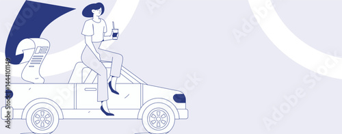 Buy insurance for car flat character vector concept operation illustration
