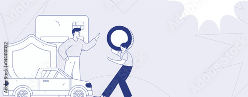 Buy insurance for car flat character vector concept operation illustration
