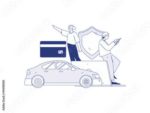 Buy insurance for car flat character vector concept operation illustration
