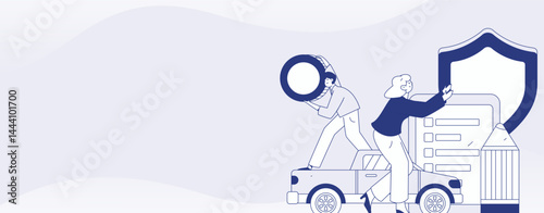 Buy insurance for car flat character vector concept operation illustration
