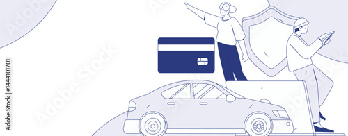 Buy insurance for car flat character vector concept operation illustration
