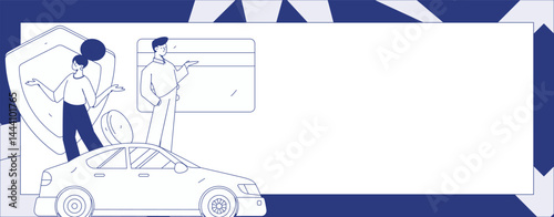 Buy insurance for car flat character vector concept operation illustration
