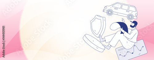 Buy insurance for car flat character vector concept operation illustration
