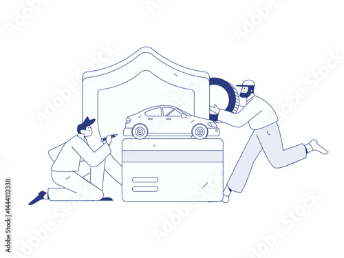 Buy insurance for car flat character vector concept operation illustration
