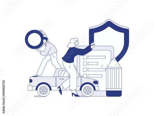 Buy insurance for car flat character vector concept operation illustration
