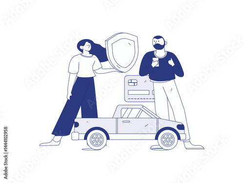 Buy insurance for car flat character vector concept operation illustration
