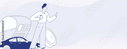 Buy insurance for car flat character vector concept operation illustration
