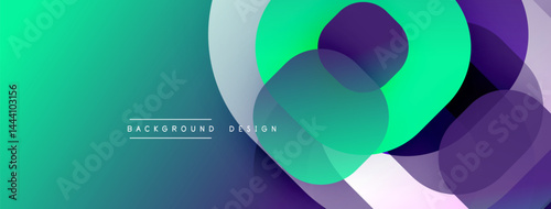 Abstract gradients, overlapping circles create modern design. Teal, purple hues dominate composition. Minimalist aesthetic, smooth transitions present.