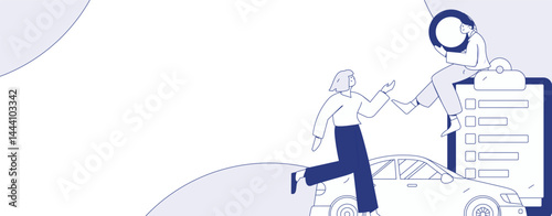 Buy insurance for car flat character vector concept operation illustration
