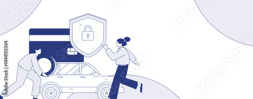 Buy insurance for car flat character vector concept operation illustration
