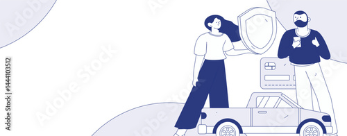 Buy insurance for car flat character vector concept operation illustration
