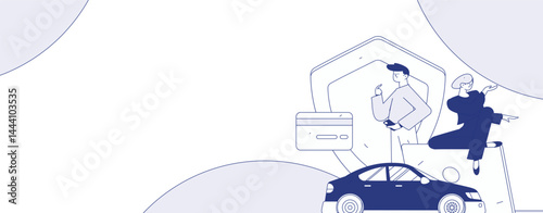 Buy insurance for car flat character vector concept operation illustration
